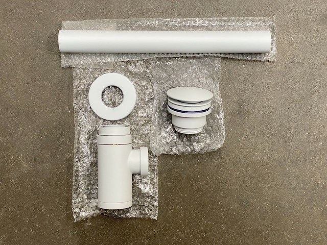 1 x design sifon met afvoerplug mat wit - afbeelding 2 van  5