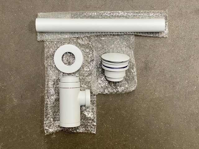 1 x design sifon met afvoerplug mat wit - afbeelding 2 van  5