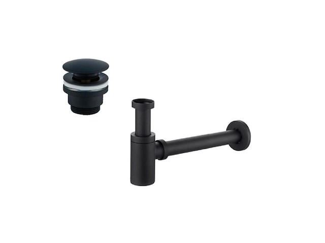 1 x design sifon met afvoerplug mat zwart - afbeelding 1 van  5