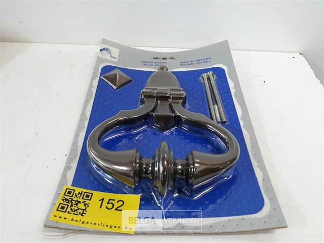 1 x deurklopper messing verbronsd 21 cm - afbeelding 1 van  3