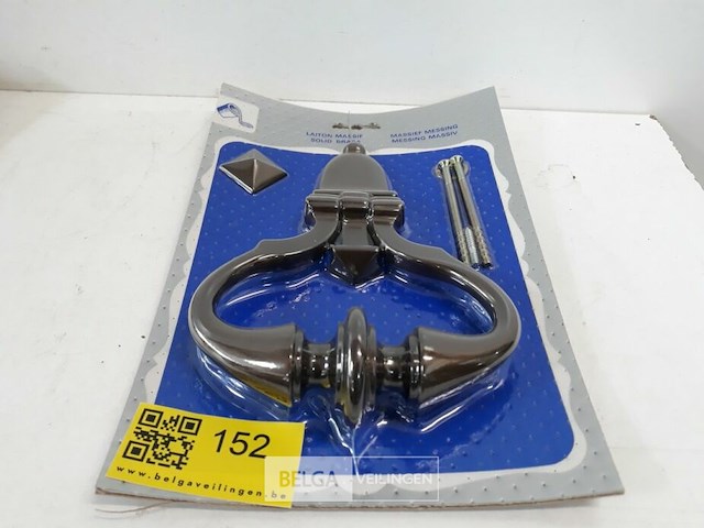 1 x deurklopper messing verbronsd 21 cm - afbeelding 1 van  3