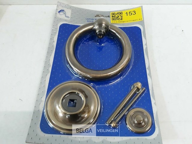 1 x deurklopper messing verbronsd geschuurd 13 cm - afbeelding 1 van  3