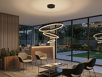 1 x duora design hanglamp zand zwart 20cm&40cm&60cm trio ring 60w led cct 3 kleur & 3 stappen dimmen