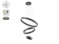 1 x duora design hanglamp zand zwart 20cm&40cm&60cm trio ring 60w led cct 3 kleur & 3 stappen dimmen - afbeelding 5 van  6