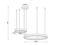 1 x duora design hanglamp zand zwart 80cm&40cm duo ring 60w led cct 3 kleur & 3 stappen dimmen - afbeelding 2 van  5