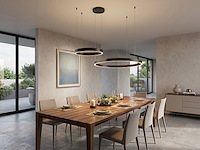 1 x duora design hanglamp zand zwart 80cm&40cm duo ring 60w led cct 3 kleur & 3 stappen dimmen - afbeelding 3 van  5