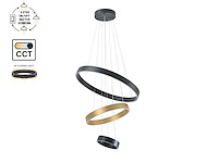 1 x duora design hanglamp zand zwart en goud 20cm&40cm&60cm trio ring 60w led cct 3 kleur & 3 stappen dimmen - afbeelding 2 van  6