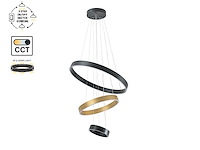 1 x duora design hanglamp zand zwart en goud 20cm&40cm&60cm trio ring 60w led cct 3 kleur & 3 stappen dimmen - afbeelding 4 van  6