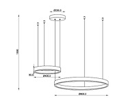1 x duora design hanglamp zand zwart en goud 80cm&40cm duo ring 60w led cct 3 kleur & 3 stappen dimmen - afbeelding 2 van  5