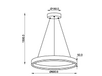 1 x duora design hanglamp zwart 60cm 40w led cct 3 kleur & 3 stappen dimmen - afbeelding 2 van  5