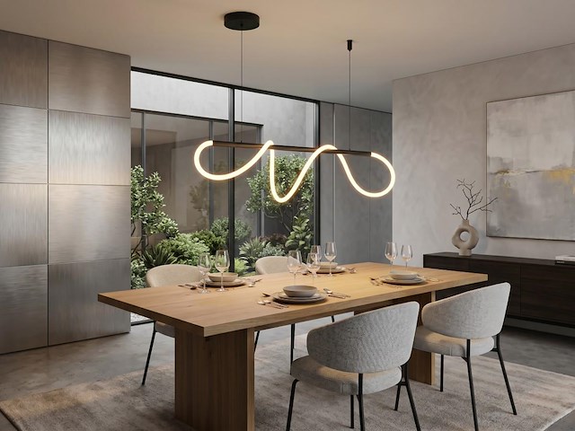 1 x edera design hanglamp zand zwart 110cm 40w led cct 3 kleur & 3 stappen dimmen - afbeelding 1 van  6