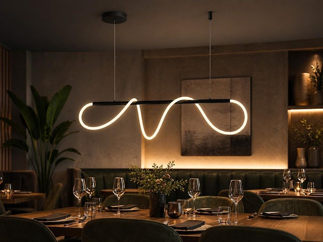 1 x edera design hanglamp zand zwart 110cm 40w led cct 3 kleur & 3 stappen dimmen - afbeelding 5 van  6