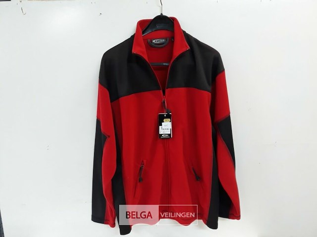 1 x fleece trui lange rits rood/zwart l - afbeelding 2 van  3