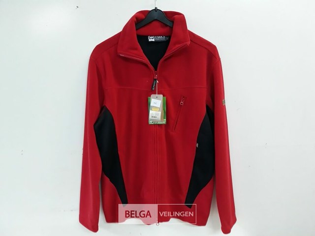 1 x fleece trui lange rits rood/zwart l - afbeelding 1 van  3
