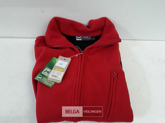 1 x fleece trui lange rits rood/zwart l - afbeelding 3 van  3
