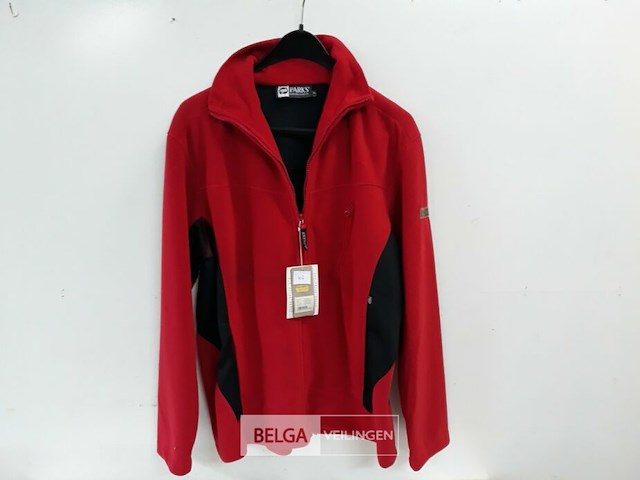 1 x fleece trui lange rits rood/zwart xl - afbeelding 1 van  3