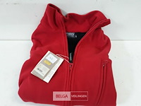 1 x fleece trui lange rits rood/zwart xl - afbeelding 3 van  3