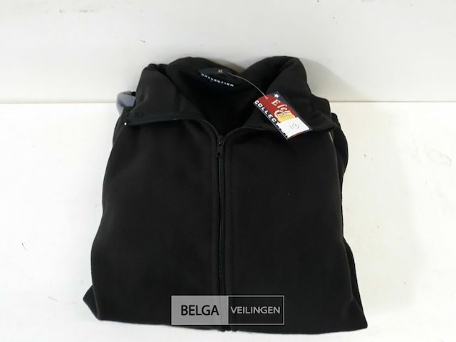 1 x fleece trui lange rits zwart/grijs xl - afbeelding 3 van  3