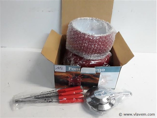 1 x fondue set op gelbrander rood - afbeelding 2 van  2