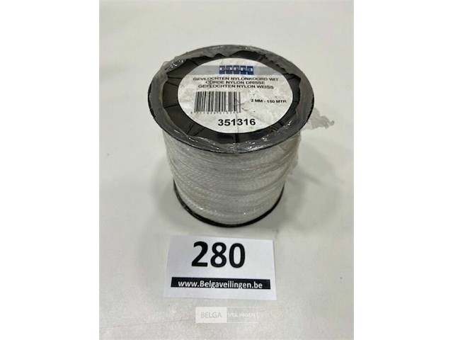 1 x gevlochten nylon koord wit 2mm 150 meter - afbeelding 2 van  3