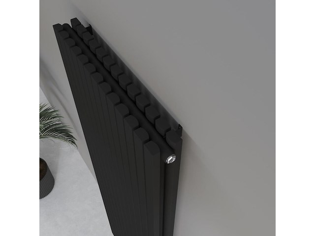 1 x h1800xb500 dubbele design radiator vero mat zwart - afbeelding 2 van  5