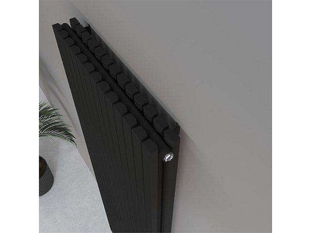 1 x h1800xb600 dubbele design radiator vero mat zwart - afbeelding 2 van  5