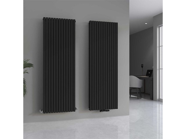 1 x h1800xb600 dubbele design radiator vero mat zwart - afbeelding 4 van  5