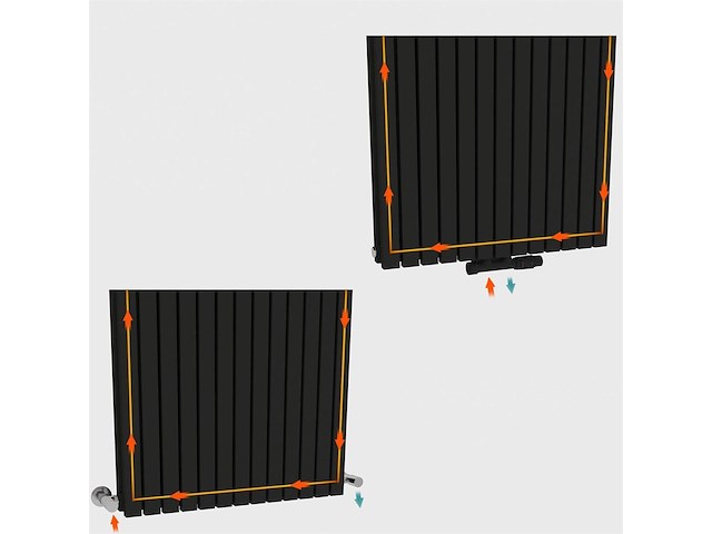 1 x h1800xb600 dubbele design radiator vero mat zwart - afbeelding 5 van  5