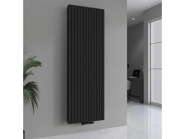 1 x h1800xb600 dubbele design radiator vero mat zwart - afbeelding 1 van  5
