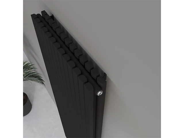 1 x h1800xb600 dubbele design radiator vero mat zwart - afbeelding 2 van  5