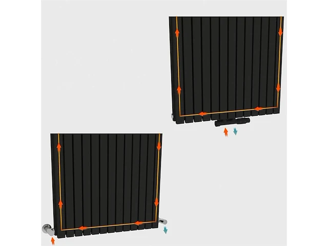 1 x h1800xb600 dubbele design radiator vero mat zwart - afbeelding 5 van  5