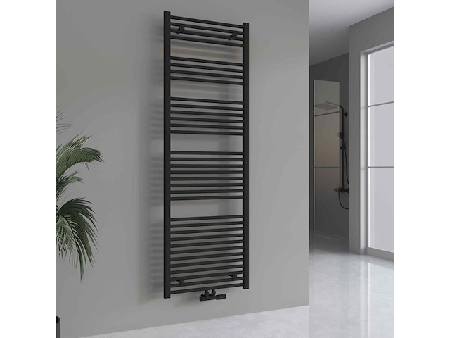 1 x h1800xb600 handdoekradiator mat zwart - linteo - afbeelding 1 van  3