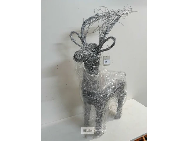 1 x hert staand zilver met verlichting 55x55 cm - afbeelding 3 van  3