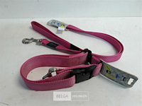 1 x hondenlijn 1,4m + halsband 50 cm roze rogz met fluo strip - afbeelding 3 van  3