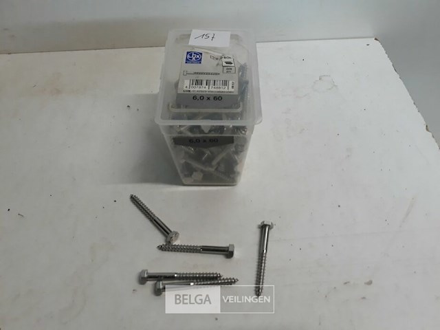 1 x houtdraadbout inox 6x60 mm 80 stuks - afbeelding 2 van  3