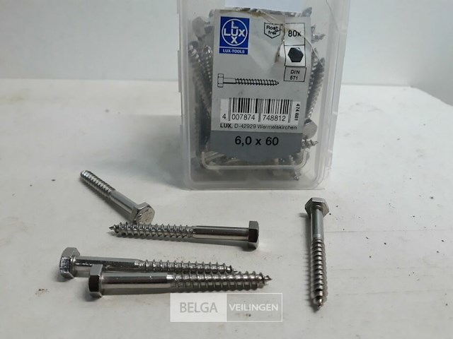 1 x houtdraadbout inox 6x60 mm 80 stuks - afbeelding 3 van  3