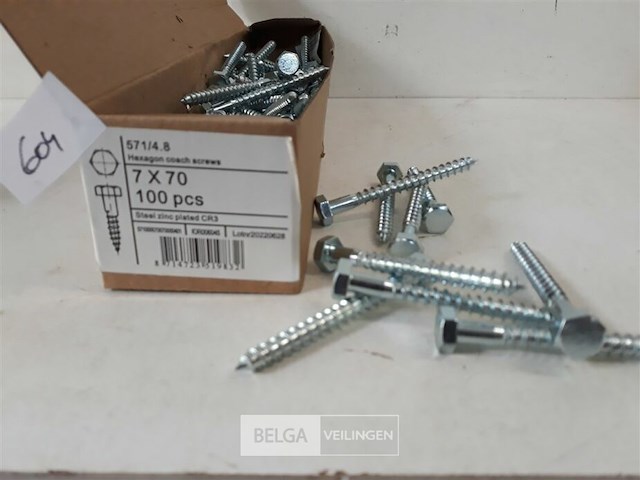 1 x houtdraadbout verzinkt 7 x 70 mm 100 stuks - afbeelding 3 van  3