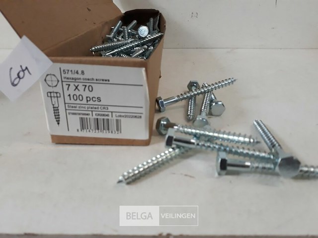 1 x houtdraadbout verzinkt 7 x 70 mm 100 stuks - afbeelding 3 van  3