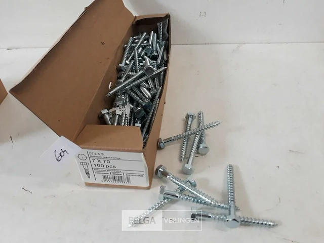 1 x houtdraadbout verzinkt 7 x 70 mm 100 stuks - afbeelding 1 van  3