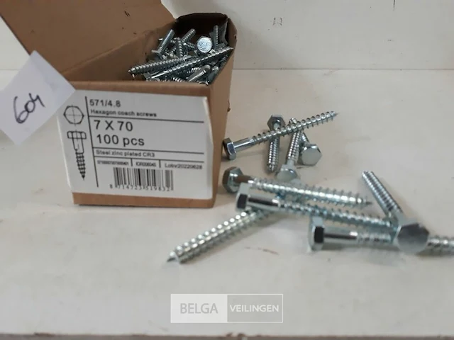 1 x houtdraadbout verzinkt 7 x 70 mm 100 stuks - afbeelding 3 van  3