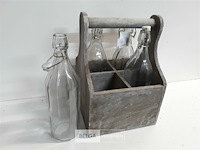 1 x houten draagbak met 4 melkflessen 1 l - afbeelding 1 van  3