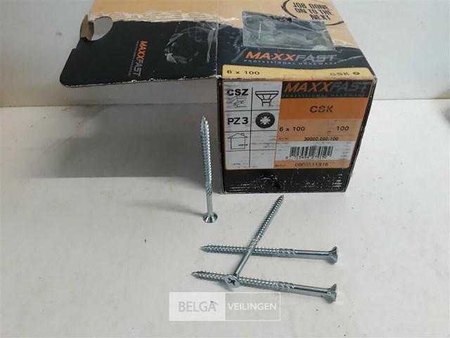 1 x houtschroeven wit verzinkt 6x100mm 100 stuks - afbeelding 1 van  3