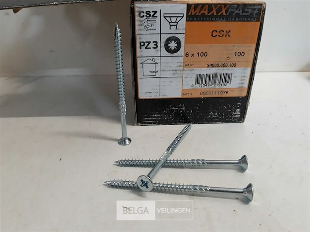 1 x houtschroeven wit verzinkt 6x100mm 100 stuks - afbeelding 3 van  3