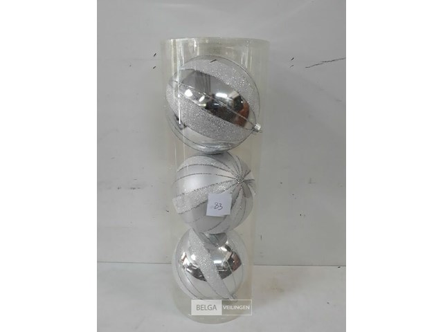 1 x kerstballen pvc 3 stuks zilver xxl - afbeelding 1 van  3