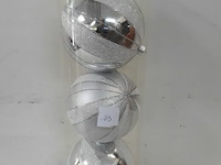 1 x kerstballen pvc 3 stuks zilver xxl - afbeelding 1 van  3