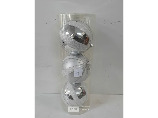 1 x kerstballen pvc 3 stuks zilver xxl - afbeelding 2 van  3