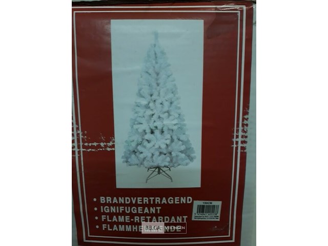 1 x kerstboom 1,5 m metalen voet wit - afbeelding 1 van  3