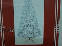 1 x kerstboom 1,5 m metalen voet wit - afbeelding 1 van  3