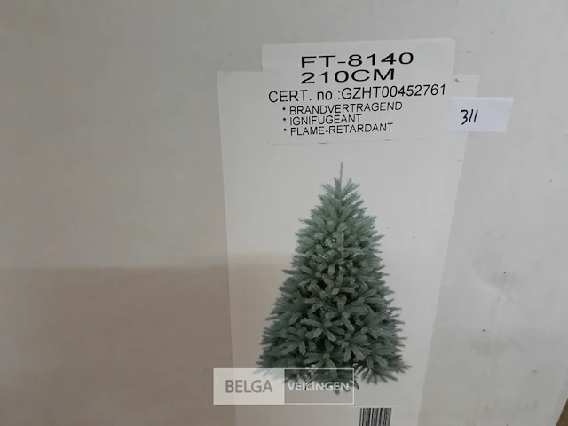 1 x kerstboom 2,1 m metalen voet zilverspar - afbeelding 1 van  3