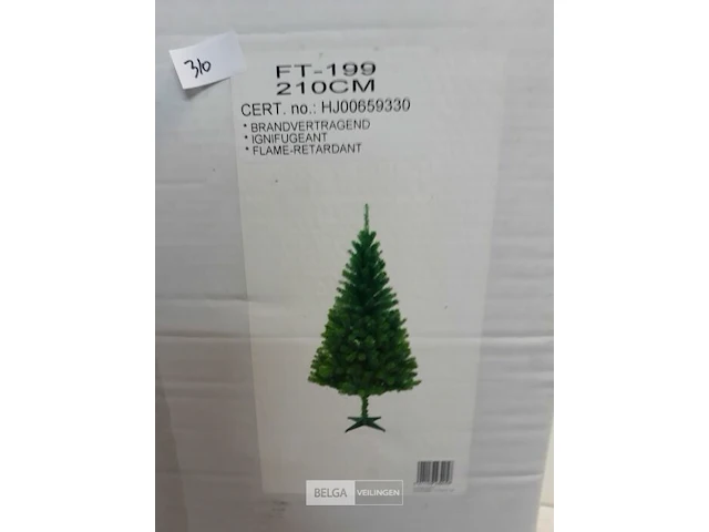 1 x kerstboom 2,1 m pvc voet groen - afbeelding 1 van  3